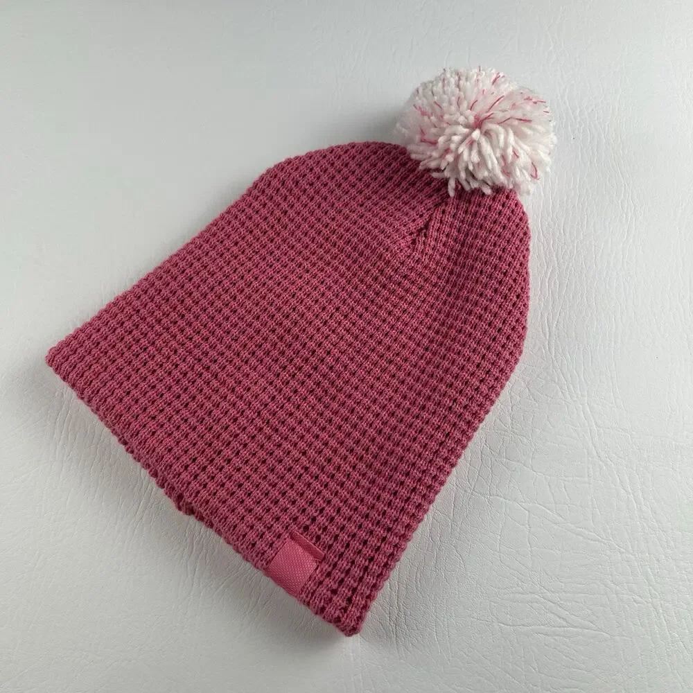 Adidas Pink Pom Pom Beanie Women’s Knit Cuffed Winter Hat Logo